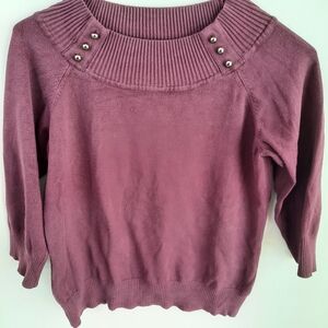 LINDOR Petite Y2K-style Plum Berry Boat Neck Pullover Size M